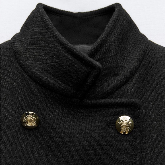 Zara HIGH COLLAR DOUBLE BREASTED CROPPED COAT - Picture 5 of 8